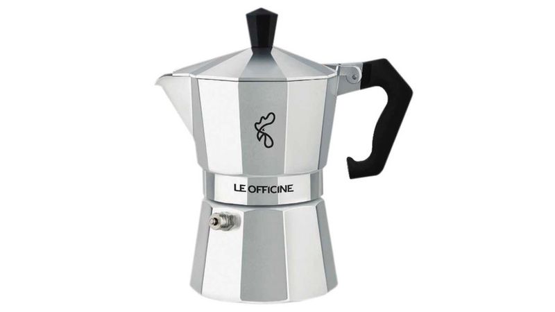 Alessi Caffettiera espresso 9090 manico forato, arancione, 6 tazze