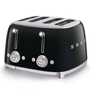 50's Style 4 Compartments Toaster Black