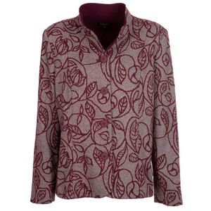 Short burgundy coat with floral embroidery