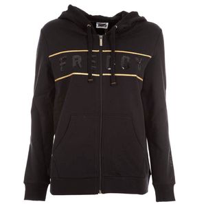 Black sweatshirt with sequin logo and zip