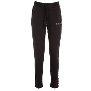 Black jogger pants with logo stripes
