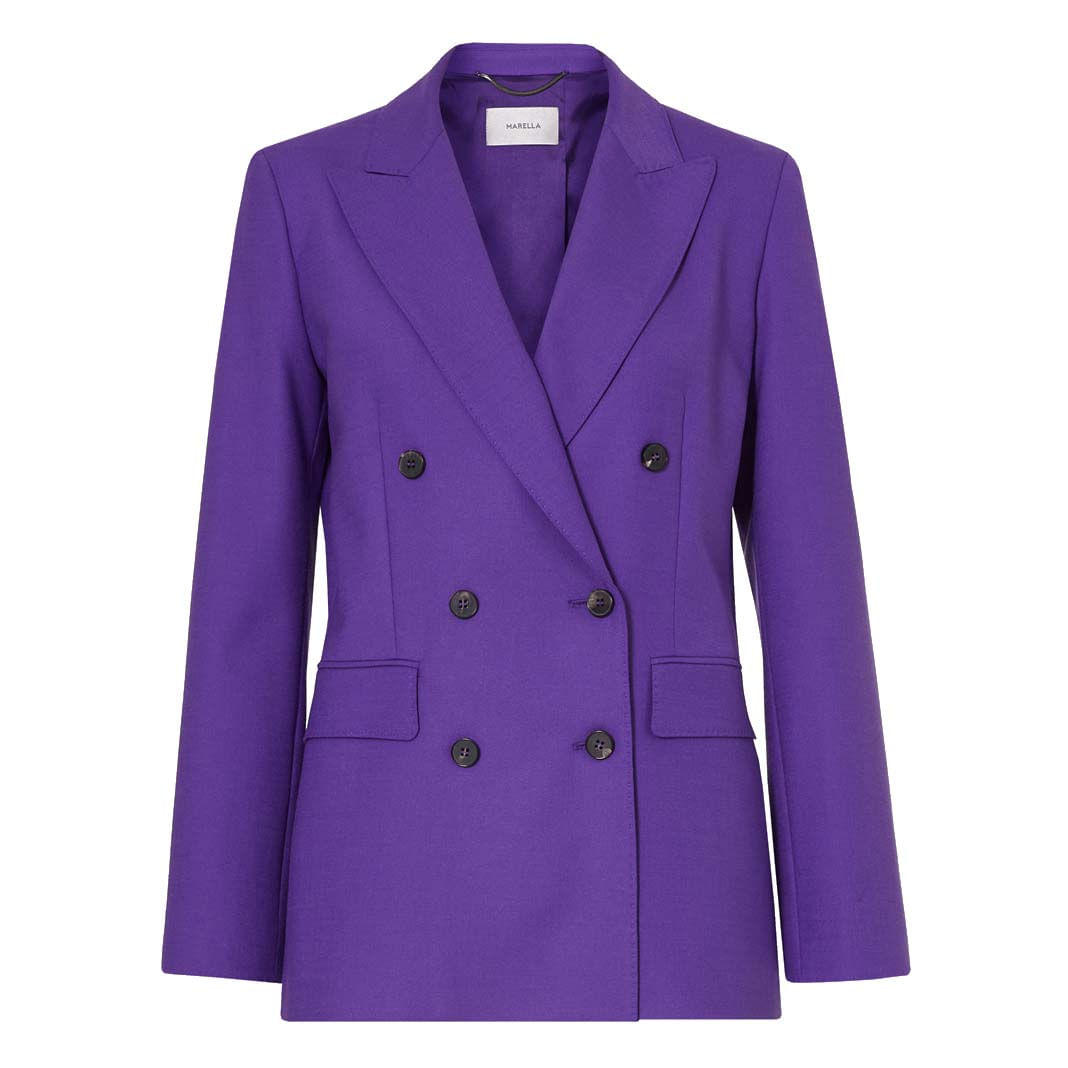 purple double breasted coat