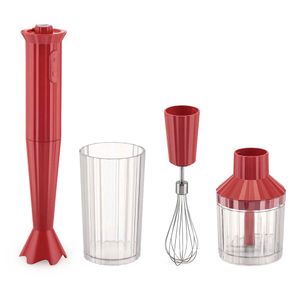 Set frullatore a immersione Plissè rosso