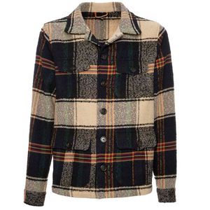Checked field jacket in wool blend