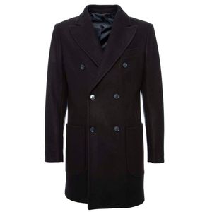 Double-breasted coat in navy blue cloth
