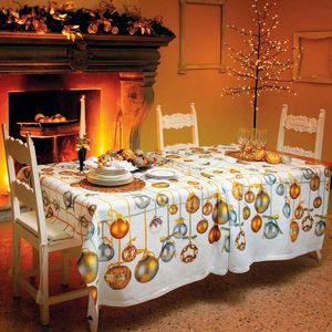 Golden Jingle linen tablecloth 160x230