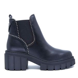 Black ankle boot with studs and heel
