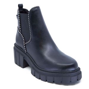 Black ankle boot with studs and heel