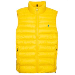 Padded yellow vest with blue pony