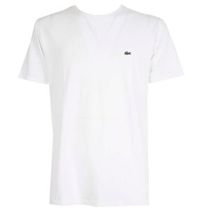 White cotton crewneck T-shirt with crocodile