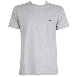 T-shirt girocollo grigio in cotone con coccodrillo