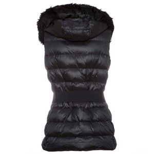 Padded vest with fur and pony