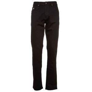Black jeans with logo patch on the pocket
