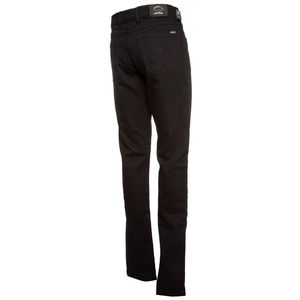 Black jeans with logo patch on the pocket
