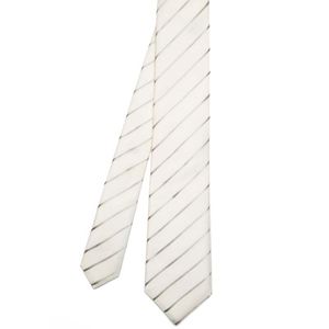 Beige striped silk tie