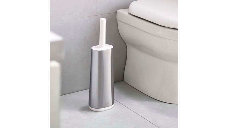 arteneur® - Scopino per WC 3 in 1 in silicone con supporto per scopino WC,  manico lungo in acciaio inox e igienico con lamelle e raschietto, per bagno