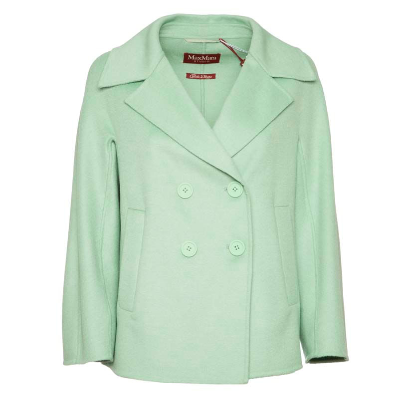 mint green pea coat