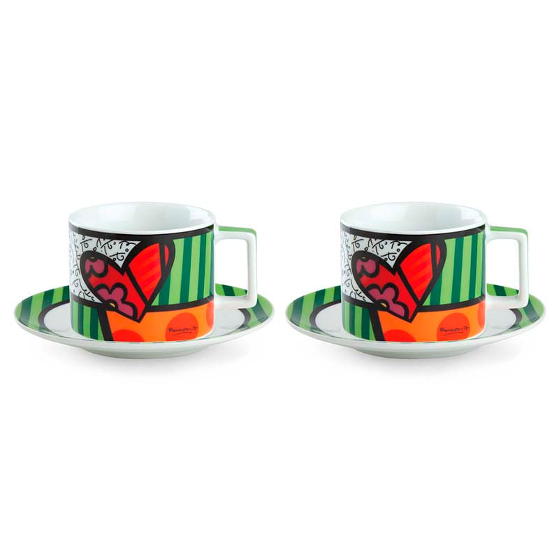 EGAN SET 2 TAZZE CAFFE' con PIATTO LE CASETTE Giallo PLC02/1G