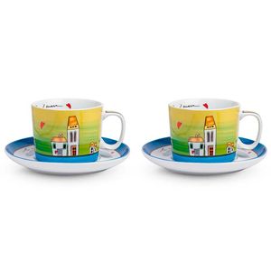 Le Casette blue cups with saucers set