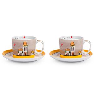 Le Casette yellow cups and saucers set