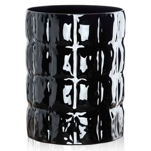 Glossy black matelassè vase
