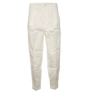 Cotton twill trousers with pleats