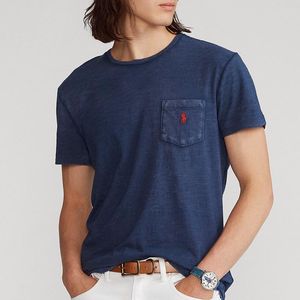 Custom Slim fit blue T-Shirt with pocket