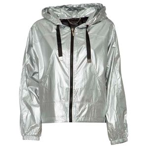 Gray laminated jacket with hood