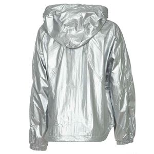 Gray laminated jacket with hood