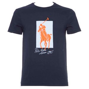T-Shirt Classic Fit blu con box pony