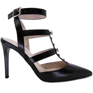Pointed toe sandal with stones and heel