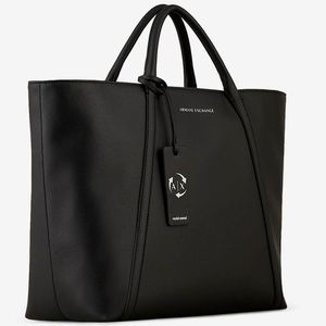 Shopping Bag Tote in black eco-leather