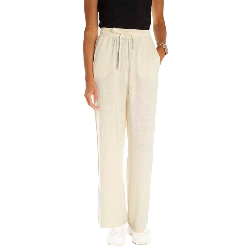 Max Mara - Pantalone a palazzo beige in lino Prugna su Arteni.it