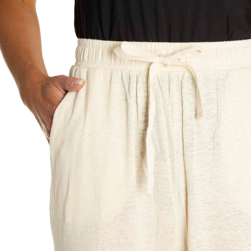 Max Mara - Pantalone a palazzo beige in lino Prugna su Arteni.it