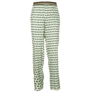 Green trousers in printed viscose satin