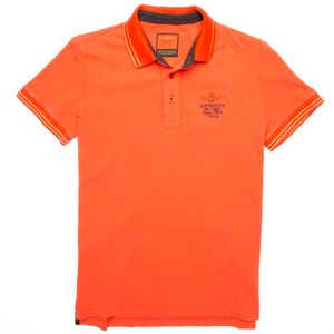 Orange polo shirt with logo embroidered on the chest