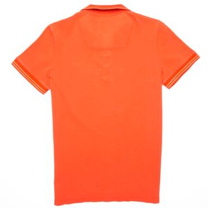 Orange polo shirt with logo embroidered on the chest
