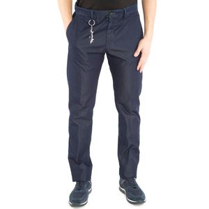 Navy blue denim effect trousers