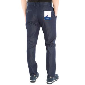 Navy blue denim effect trousers