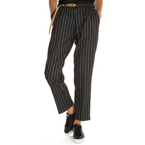 Pantalone Marylin nero gessato con riga bianca