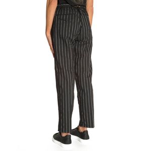 Pantalone Marylin nero gessato con riga bianca