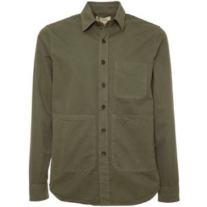 Green UT shirt in garment-dyed gabardine