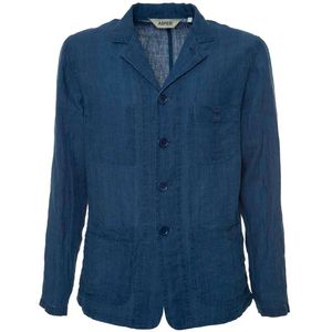 Dafoe blue linen jacket with patch pockets
