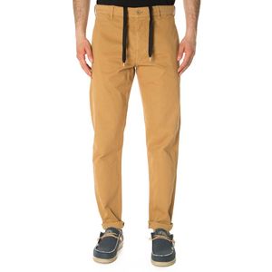 Beige garment-dyed gabardine chino pants