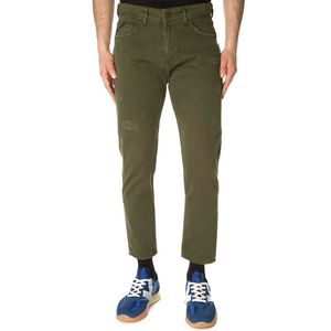 Green cropped Yellowstone jeans with abrasions