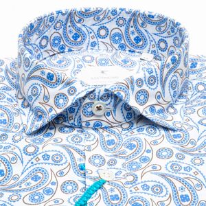 Simo shirt with blue and brown paisley print