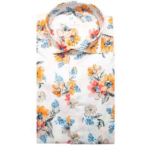 Organic cotton shirt with orange floral print