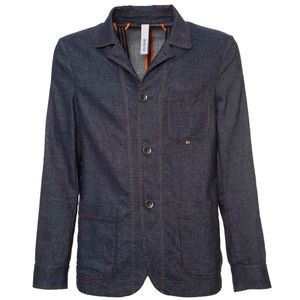 Denim shirt jacket in linen and cotton