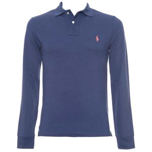 Polo Slim Fit Light Navy a maniche lunghe con pony