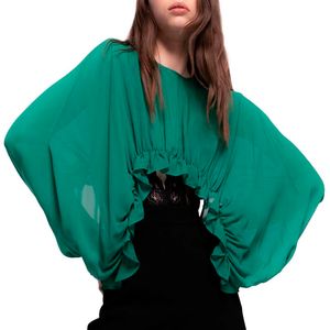 Viscose satin top with ruffles